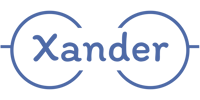 Logo Xander màu xanh nền trong suốt