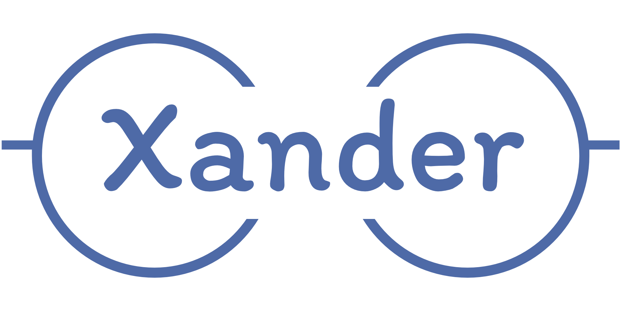 Logo Xander màu xanh nền trong suốt